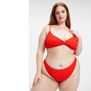 Good American Always Fits Sexy Ruby Red Twist Bikini Top Size 7 4XL